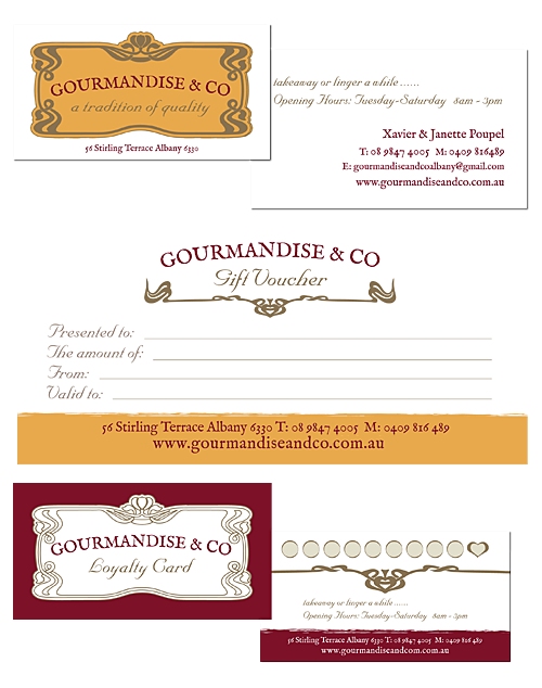Gourmandise & Co Business Cards, Gift Voucher and Loyalty Cards